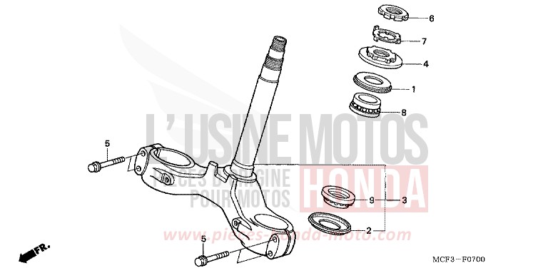 TIGE DE DIRECTION de VTR1000 SP-2 BLACK (NH1E) de 2004